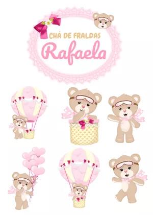 Topo de Bolo Chá de Fraldas Ursinha Baloeira para Editar
