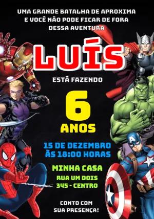 Convite de Aniversário Vingadores para Editar Online