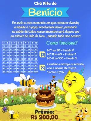 Convite Chá Rifa Pintinho Amarelinho para Editar Online