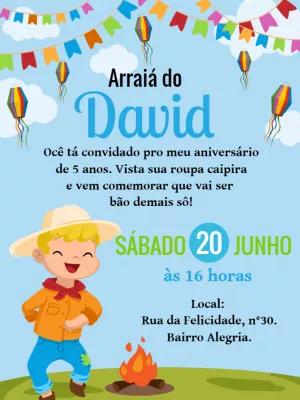 Convite Festa Junina de Menino para Editar Online