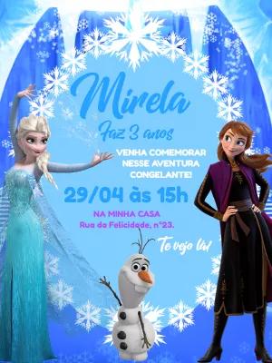 Convite Aniversário Frozen com Elsa e Anna para Editar Online