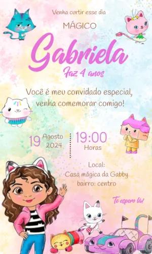 Convite Aniversário A Casa Mágica da Gabby para Editar Online