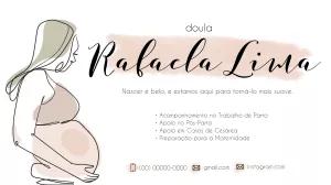 Cartão de Visita Doula com Desenho Artístico para Editar Online