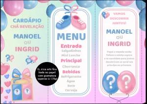 Menu Triângulo Chá Revelação para Editar e Imprimir