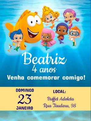 Convite de Aniversário Bubble Guppies para Editar Online