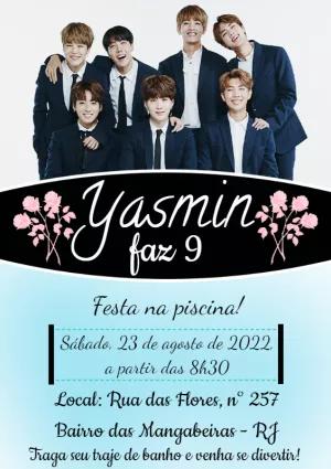 Convite de Aniversário BTS para Editar Online e Imprimir