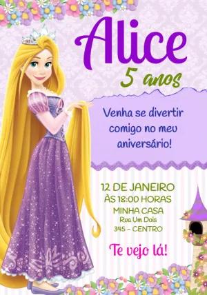 Convite de Aniversário Rapunzel para Editar Online