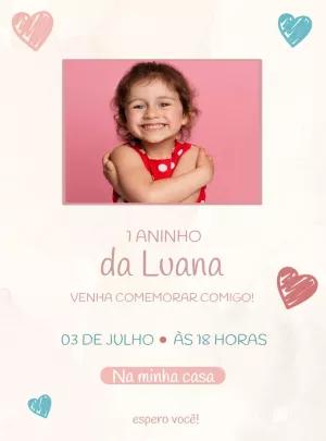 Convite de Aniversário Menina com Foto Delicado para Editar Online