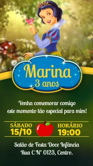 Convite Aniversário Branca de Neve para Editar Online