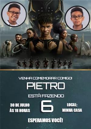 Convite Aniversário Pantera Negra com Foto para Editar Online