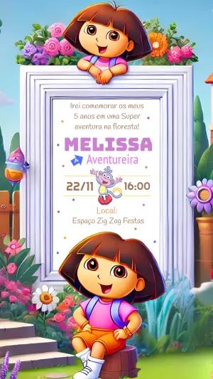 Convite de Aniversário Dora a Aventureira para Editar Online