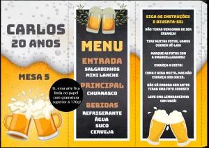 Menu de Mesa Festa Boteco Cerveja para Editar Online