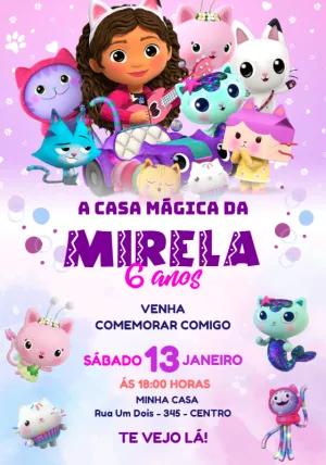 Convite de Aniversário Casa Mágica da Gabby para Editar Online