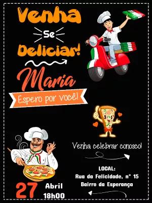 Convite de Aniversário Tema Pizza Editável Online