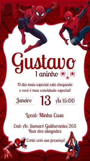 Convite de Aniversário Homem-Aranha para Editar Online