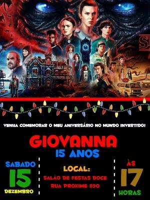 Convite de Aniversário Stranger Things Editável Online