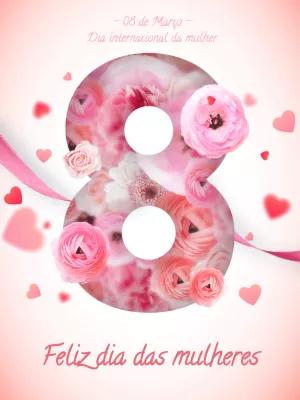 Cartão Dia da Mulher Floral com Número 8 para Editar Online