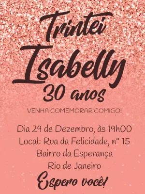 Convite de Aniversário Rose Gold com Glitter para Editar Online