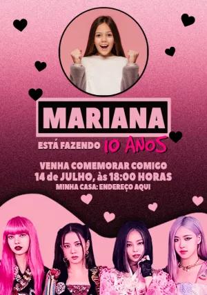 Convite Aniversário Blackpink com Foto para Editar Online