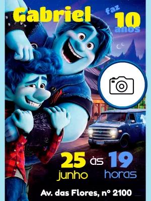 Convite Aniversário Dois Irmãos com Foto para Editar Online