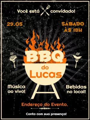Convite de Aniversário Churrasco Rústico para Editar Online