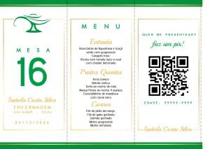 Menu de Formatura Enfermagem Elegante para Editar Online