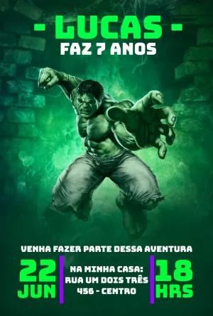 Convite de Aniversário Hulk para Editar Online e Imprimir