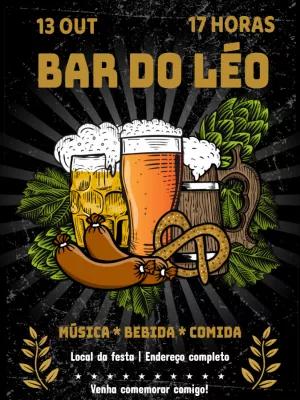 Convite de Aniversário Tema Boteco com Cerveja para Editar