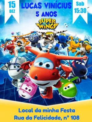 Convite de Aniversário Super Wings para Editar Online