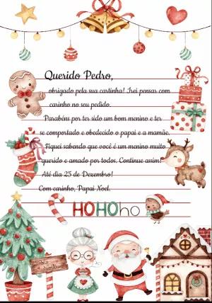 Carta do Papai Noel Editável com Desenhos de Natal para Crianças