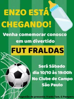 Convite Fut Fraldas Futebol para Editar e Imprimir