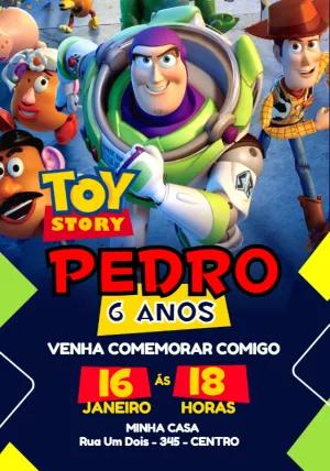 Convite de Aniversário Toy Story com Personagens para Editar