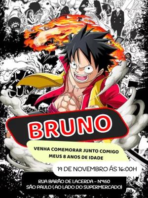 Convite de Aniversário One Piece para Editar Online