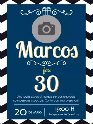 Convite de Aniversário Masculino com Foto para Editar Online