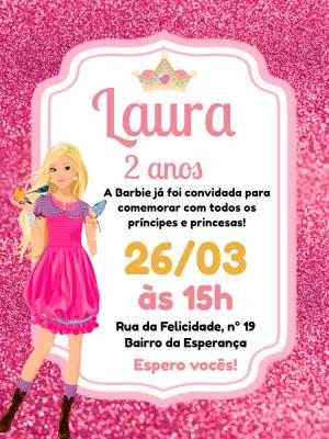 Convite de Aniversário Boneca Fashion para Editar Online
