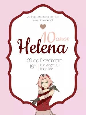 Convite Aniversário Naruto com Sakura para Editar Online