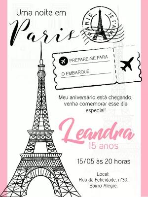 Convite de Aniversário Tema Paris para Editar Online