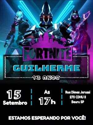 Convite de Aniversário Fortnite com Skins para Editar Online