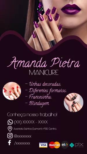Cartão de Visita Manicure Profissional para Editar Online