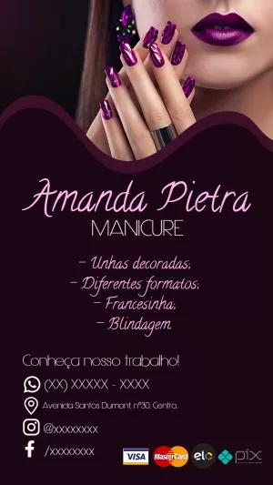 Cartão de Visita Manicure Profissional para Editar Online