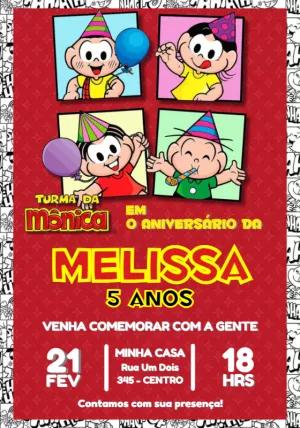 Convite de Aniversário Turma da Mônica para Editar Online
