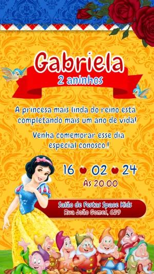 Convite Aniversário Branca de Neve e os Sete Anões para Editar