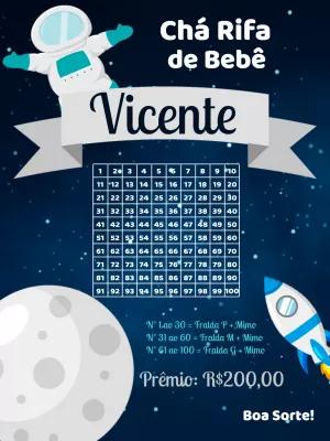 Chá Rifa de Bebê Astronauta Editável para Imprimir