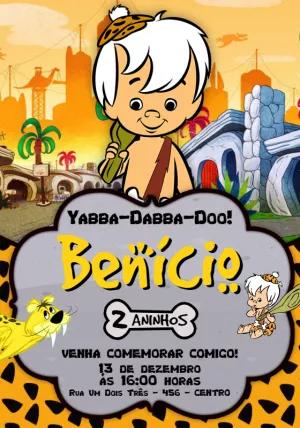 Convite de Aniversário BamBam Flintstones para Editar Online