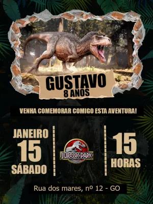 Convite de Aniversário Jurassic Park com Dinossauros para Editar