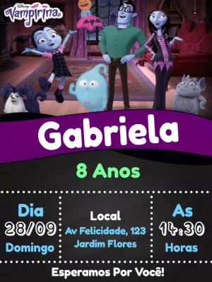Convite Aniversário Vampirina para Editar e Imprimir Online