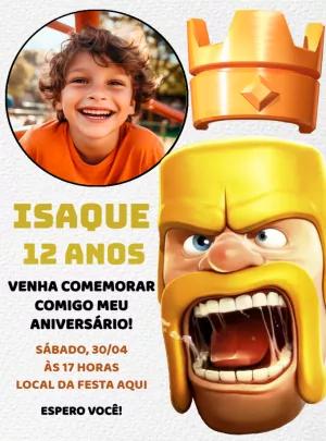 Convite Aniversário Clash Royale com Foto para Editar Online