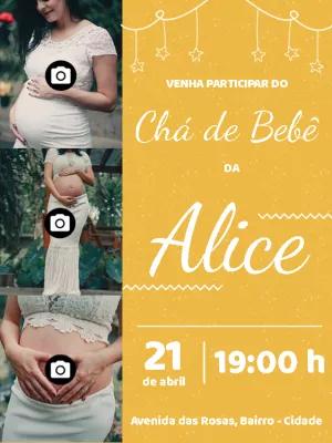 Convite de Chá de Bebê com Fotos para Editar e Enviar Online