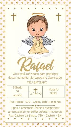 Convite de Batizado Anjinho Menino para Editar Online