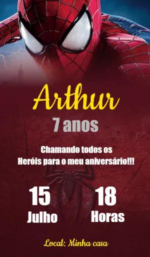 Convite de Aniversário Homem Aranha para Editar Online